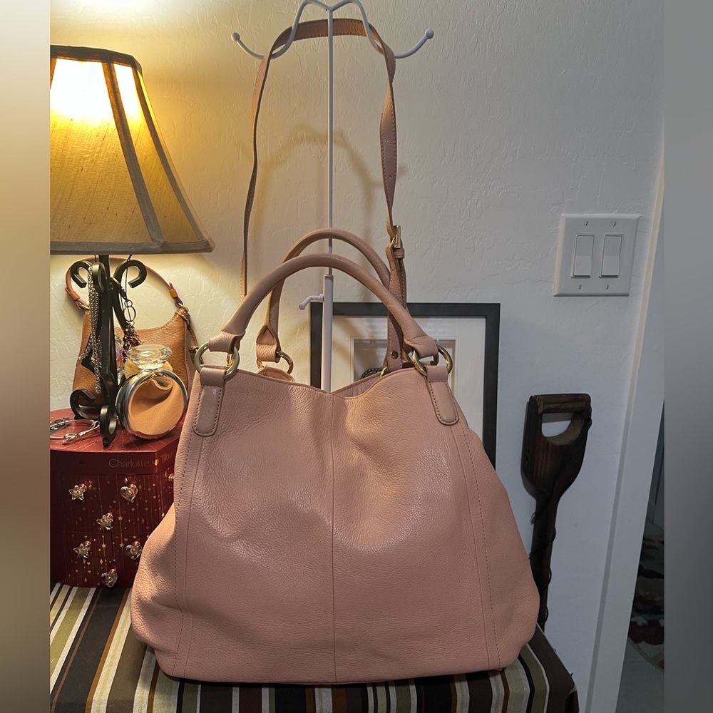 Gili Pink Leather Hobo Handbag Crossbody - Picture 6 of 16